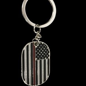 Thin Red Line American Flag Firefighter Keychain